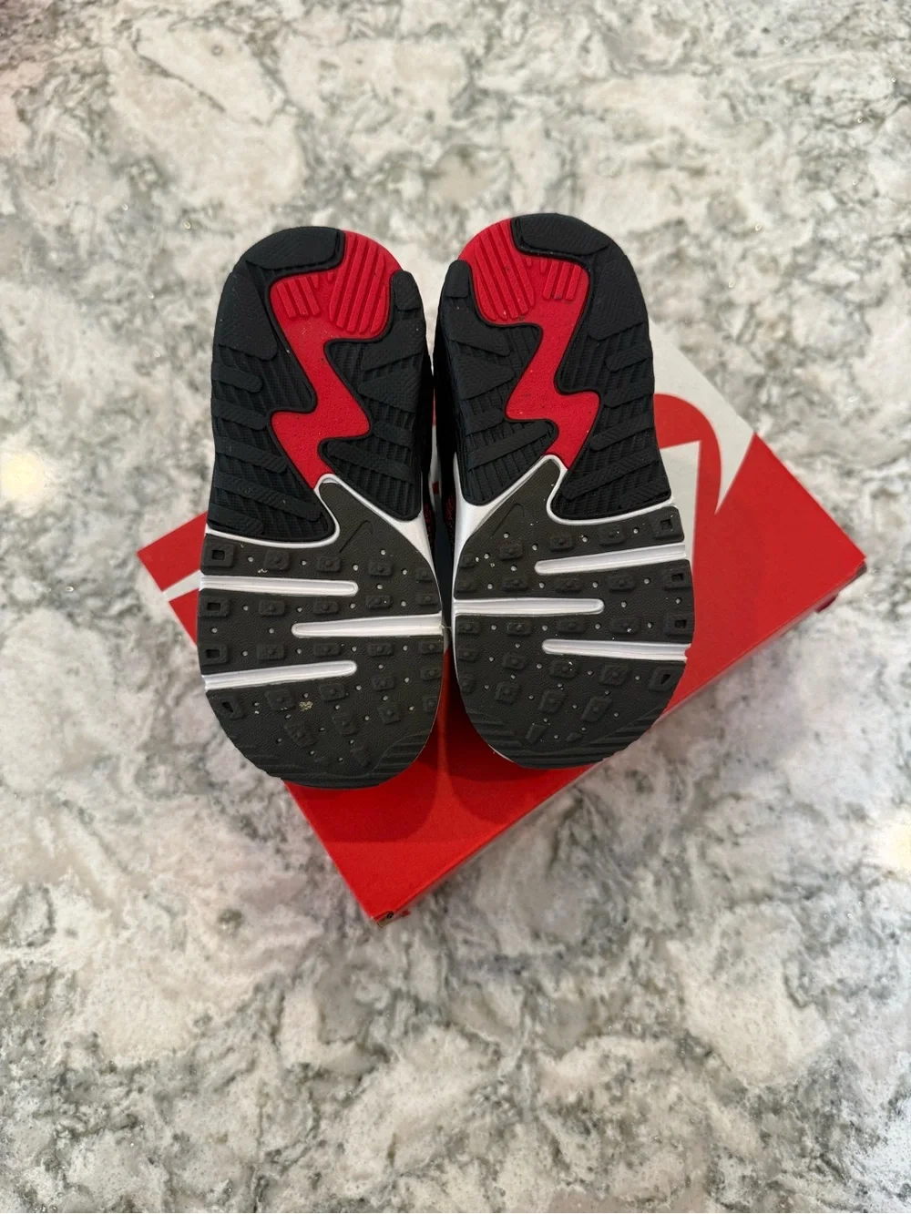 Nike Kids Black/White Sneakers with Red Stitch Accents